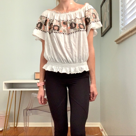 Free People Cross Stitched Floral Crop Top - Picture 2 of 8